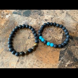 Lava bead essential oil diffusing bracelets set of 2